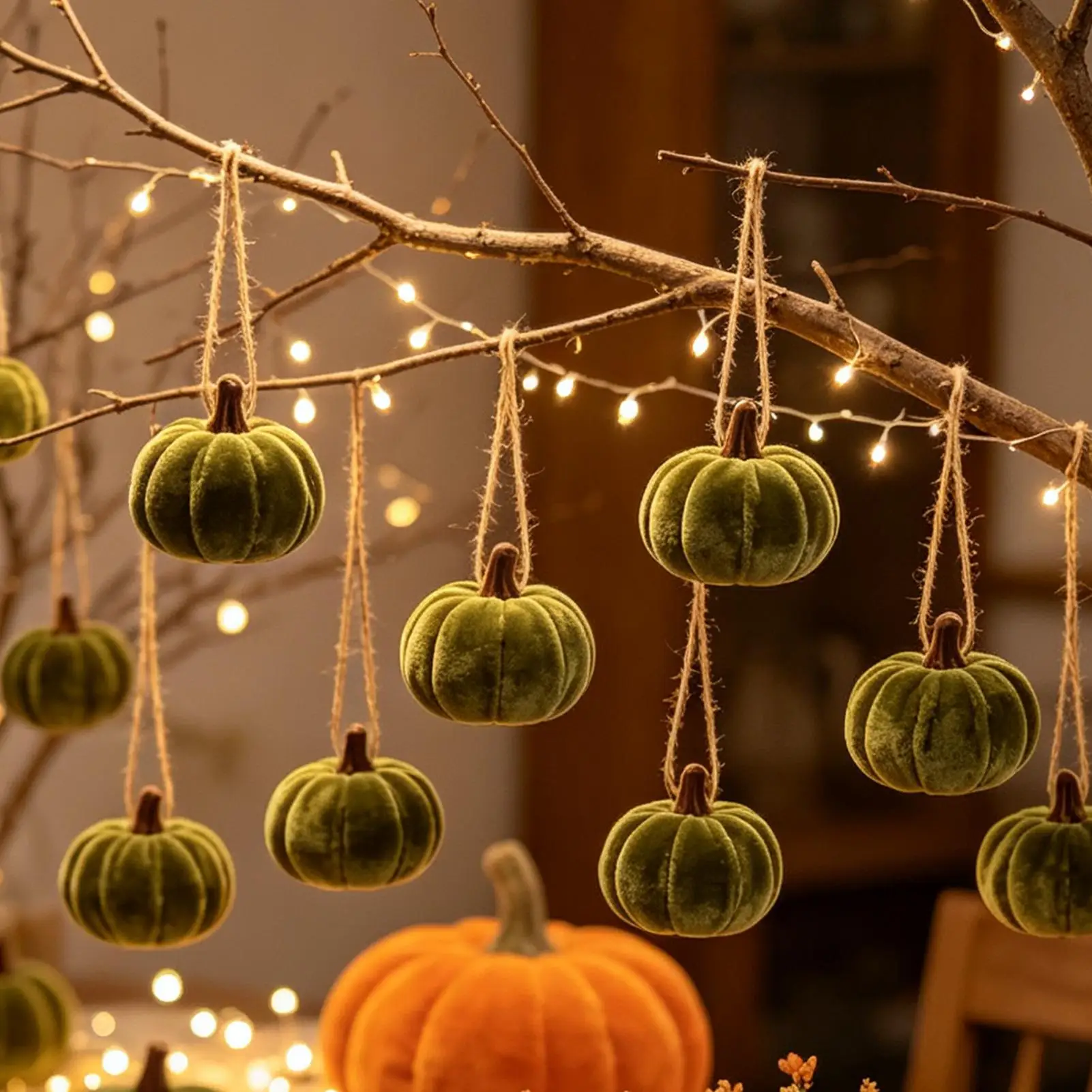 Fall Tree Ornaments 12 Pieces Flocked Realistic Mini Festive Decor Autumn Harvest Pumpkin Tree Decorations For Home Classroom