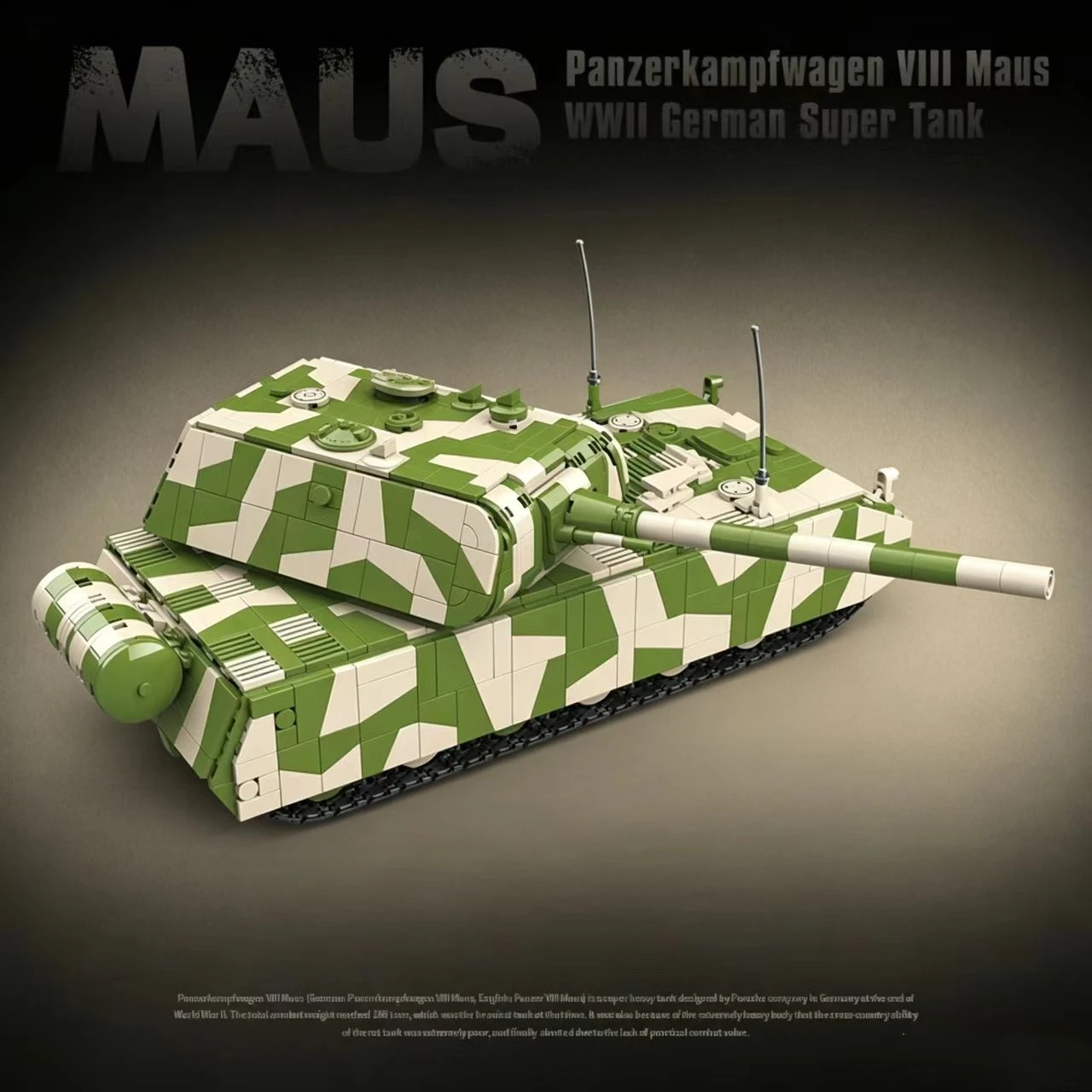 100234 Maus Super Heavy Tank Building Blocks 2930Pcs, Military Model Bricks with Random Minifigure for Hobby Display