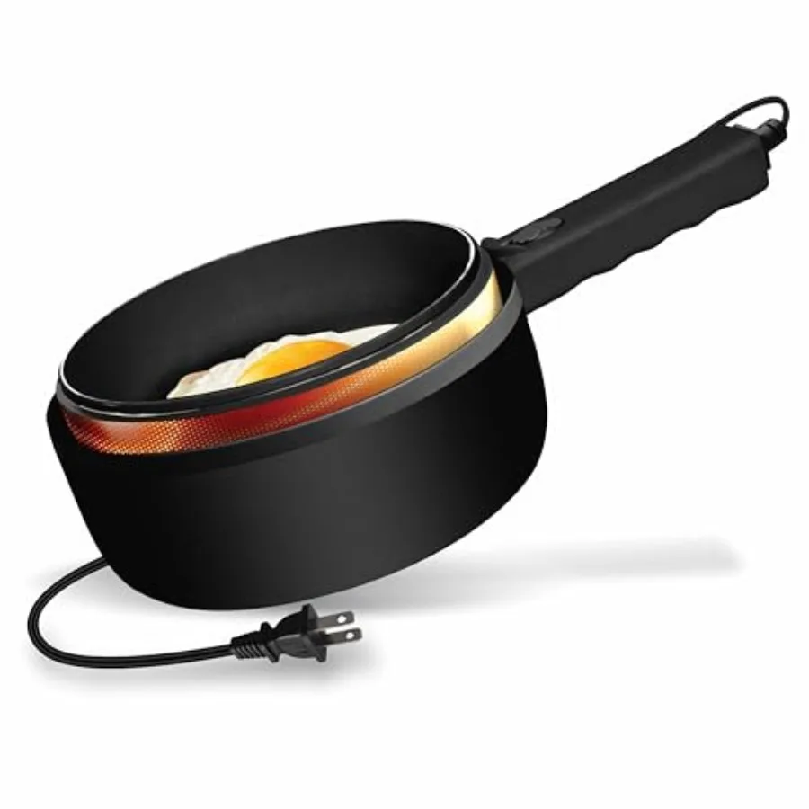 

Hot Pot Electric 1.5L, Non-Toxic Ceramic Noodle Cooker Skillet with Steamer and Lid for Ramen, Pasta, Eggs, Soup - Fast Heating