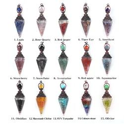 Natural Raw Gemstone Hexagonal Pointed Pendulum for Divination Dowsing Reiki Healing Chakra Pendant Wiccan Witchcraft