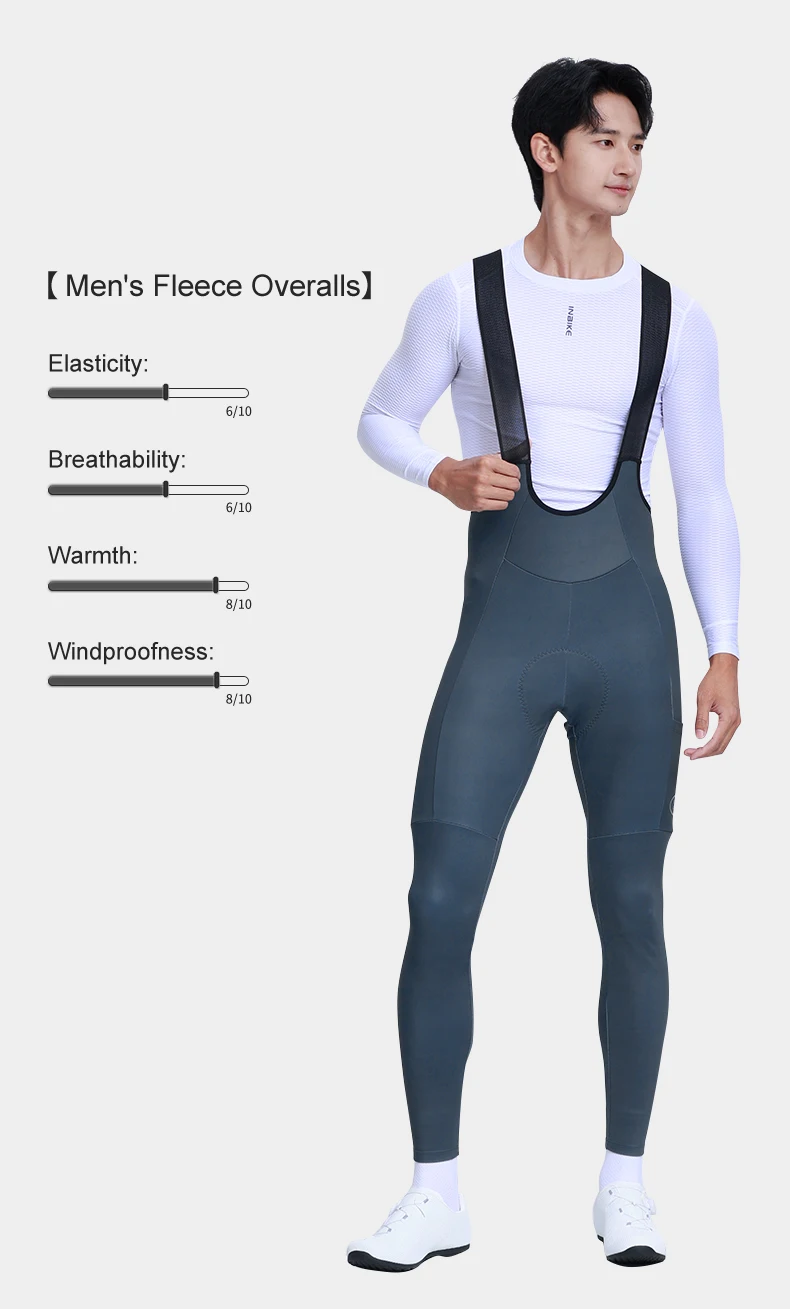 INBIKE Fleece Rennrad Trägerhose für Herren Winter Thermo Radfahren Träger Winddicht Radfahren Fahrradhose MTB Fahrradbekleidung Mann – Detail 1