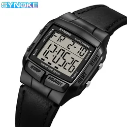 Men's Digital Watch Plastic Case 50M Waterproof Decorative Button Alarm Clock Chronograph Watch SYNOKE Brand