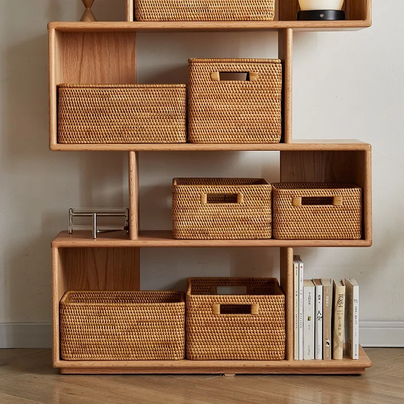 

Vietnam autumn rattan woven handmade storage basket desktop sundries woven basket rectangular toy snack clothes finishing box