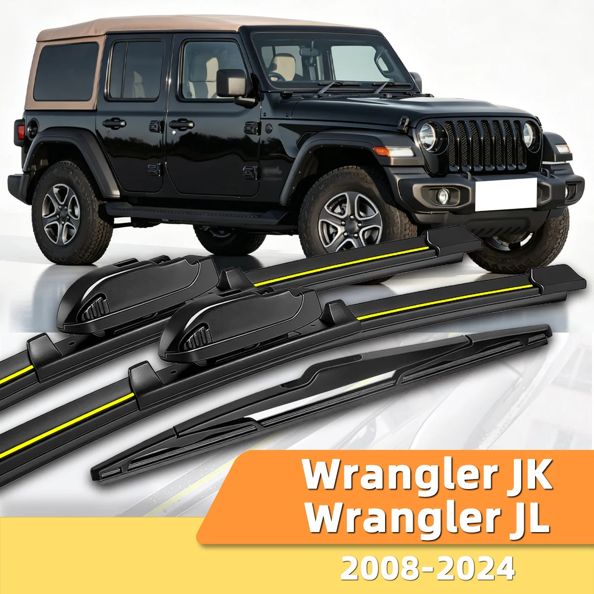 Geeignet für Jeep Wrangler JK/JL 2008-2024 Front- und Heckscheibenwischer, langlebiges Zubehör für Autoscheiben 2010 2018.
