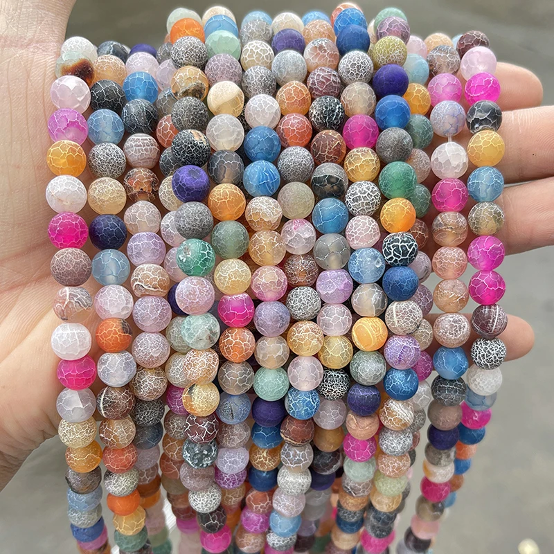 4 6 8 10mm Natural Mixed Color Weather Agates Stone Beads Round Loose Spacer Beads For Jewelry Making DIY Bracelet Necklace