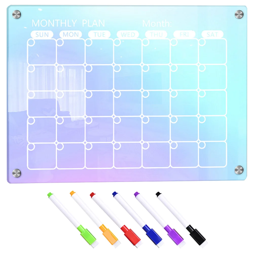 Papan kulkas dinding magnetik untuk lemari es penghapus kering daftar papan kecil rencana jadwal akrilik warna-warni