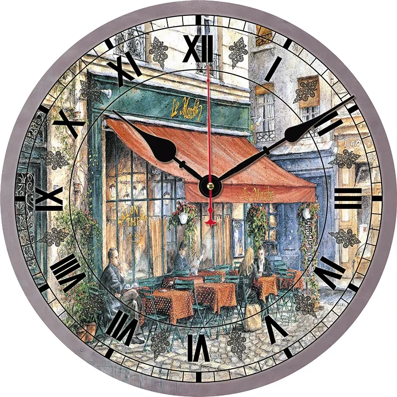 Vintage Shop Kitchen Round Wall Clock Large Dinning Restaurant Cafe Decorative Wall Clock Silent Non-Ticking Nice For Gift