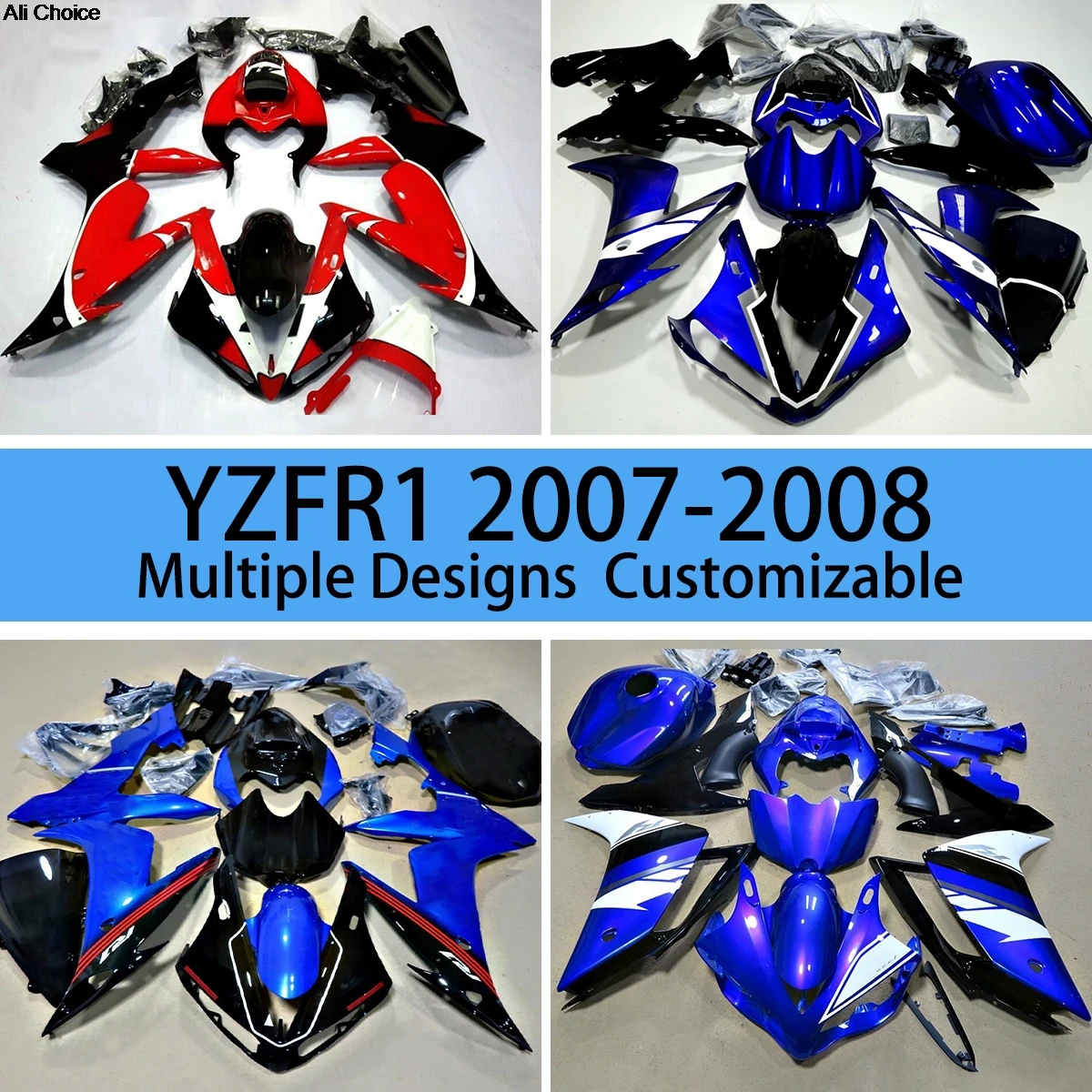 

Full set Fairings YZFR1 2007 2008 Customizable Motorcycle Fairing Kit for YAMAHA YZF R1 07 08