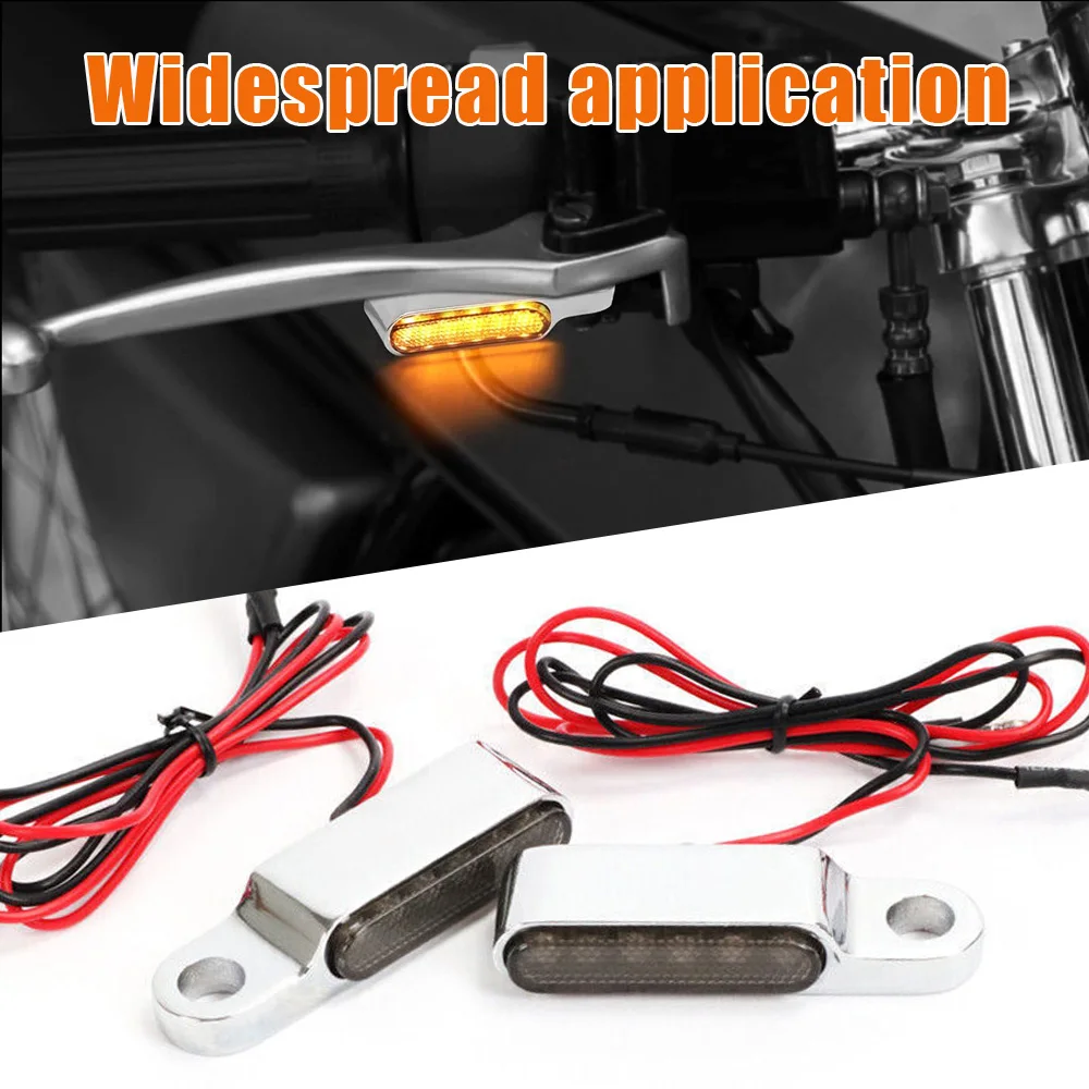 2Pcs Mini LED Motorcycle Turn Signal Lights Chrome Mini Blinkers Indicator Lamps For Harley Sportster Chopper Cruiser