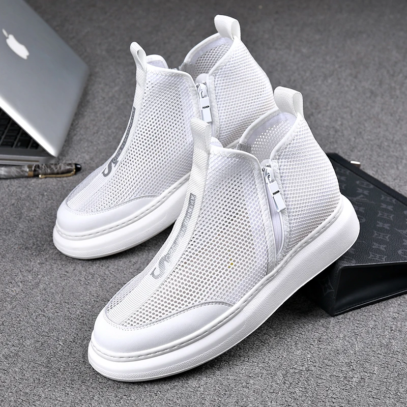 Summer Net Surface Shoes High Cut Lightweight Hollow Out Sandals Thick Raised Thin Soft Bottoms For Breathability Shoes For Men