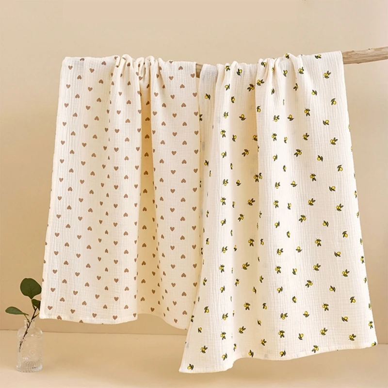 Cotton Swaddle Blanket Baby Floral Print Muslin Diaper New Born Crinkle Fabric  Stroller Cover