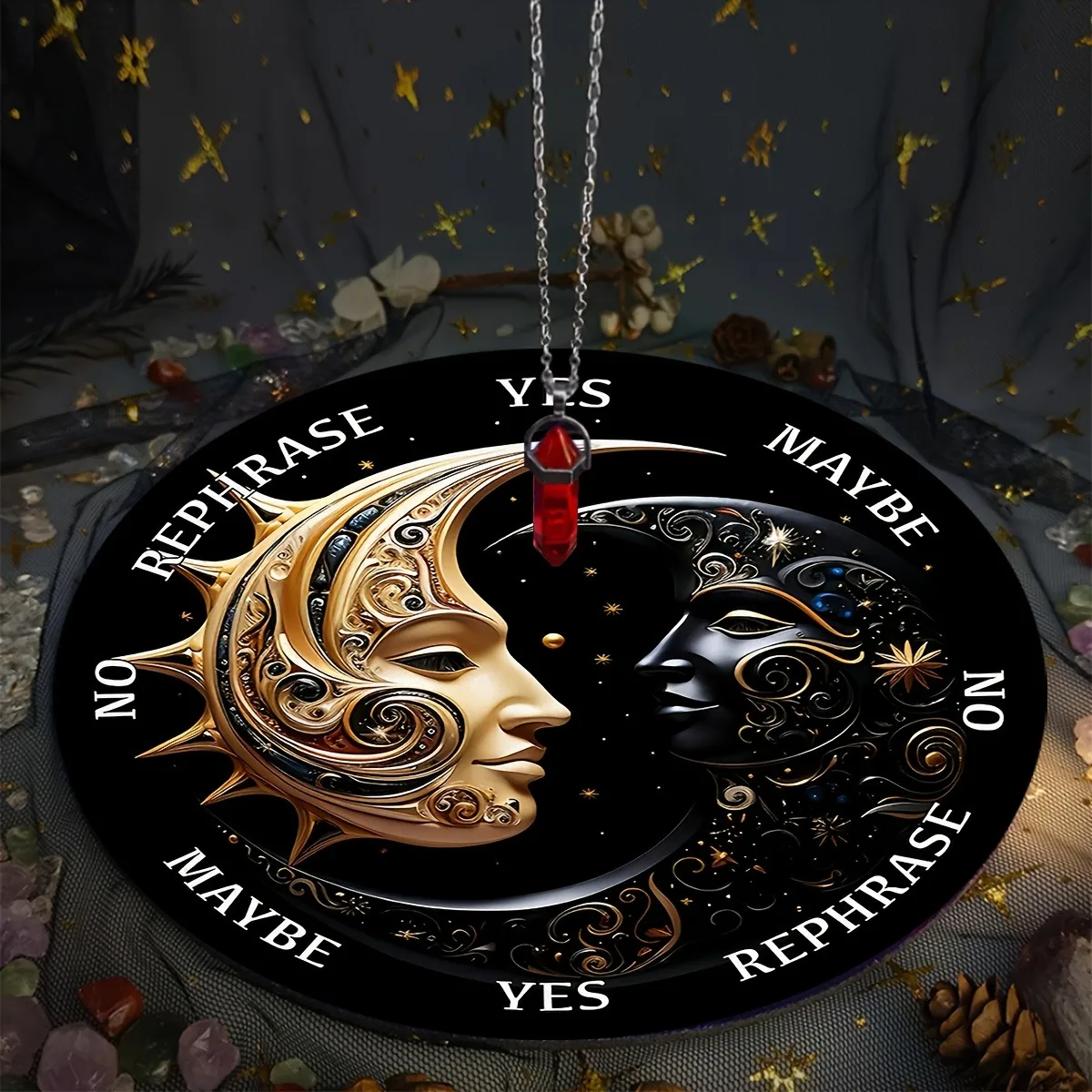 Solar Moon Magic Altar Decoration Swinging Crystal Reading Pendulum Board For Astrology Oracle Card Mat Magic Symbol Decoration