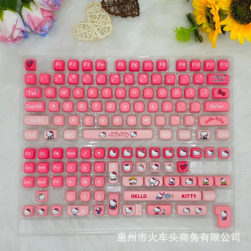 

Hello Kitty Accessories Kawaii Cartoon Women Products Gradient Cute Cartoon Mechanical Keyboard Cap Doll Toy Girl Gift Wholesale