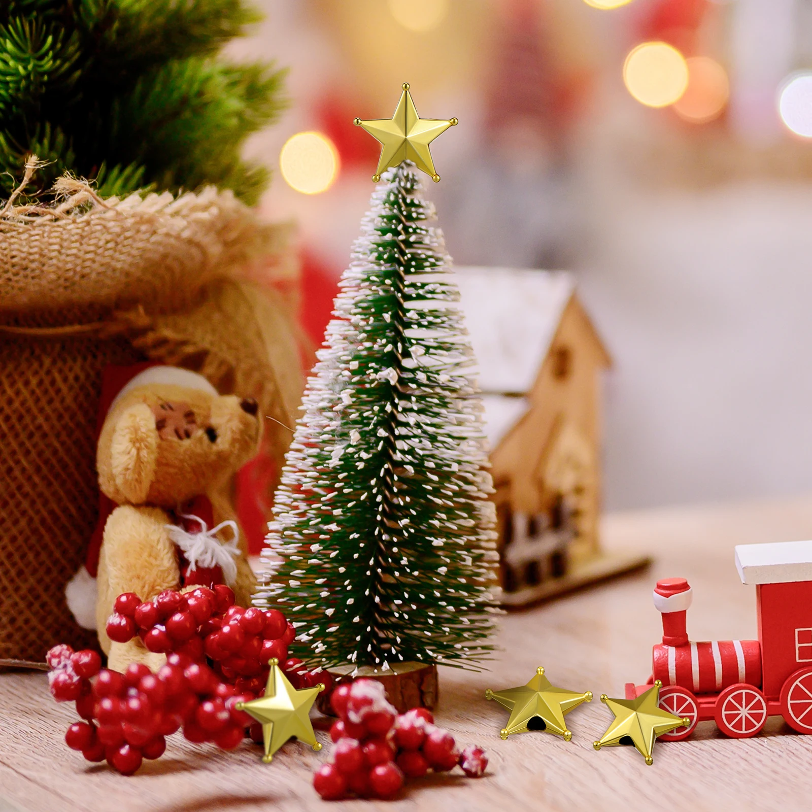 

50Pcs Christmas Tree Topper Golden Star Mini Size for Home Party Decoration Festive Xmas Tree Decor Ornament Treetop Decor