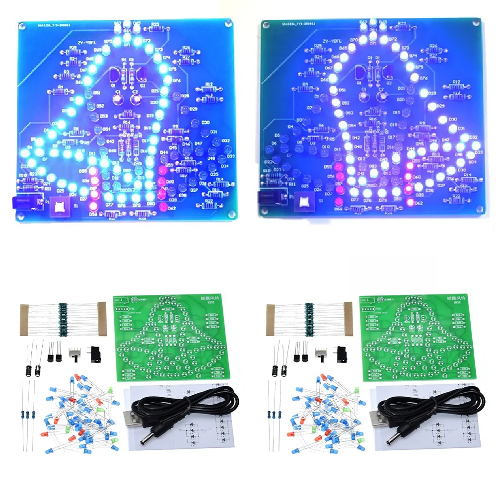 LED Swinging Chime Module Kit 2PCS Electronic Wind Chime for Student Projects DC 3-5V 82x75mm Compact PCB Board