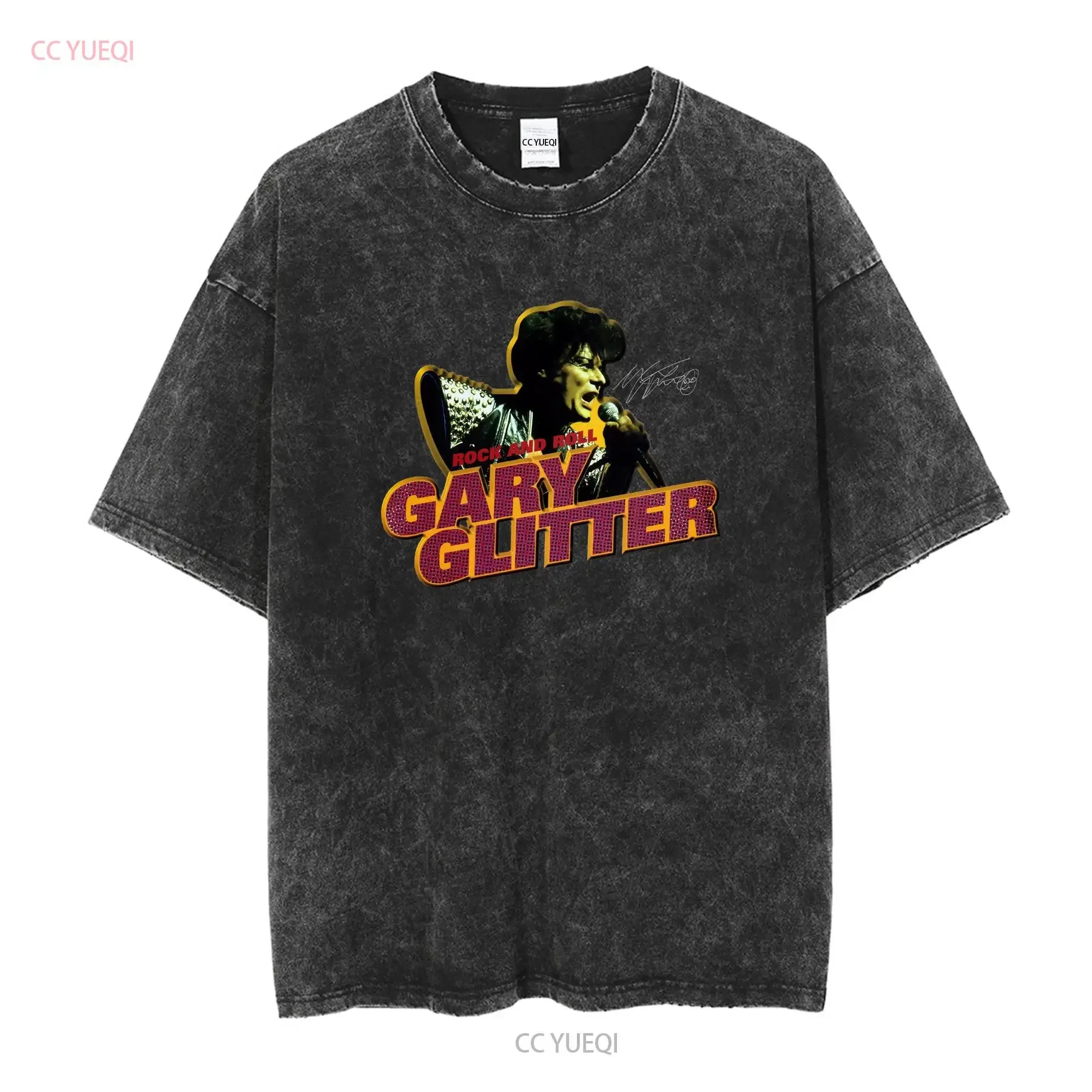 Rare Gary Glitter Rock Roll Signature Blue T Shirt S to 5XL Fans BE378 vintage Washed Soft streetwear Versatile Stretched - view 2
