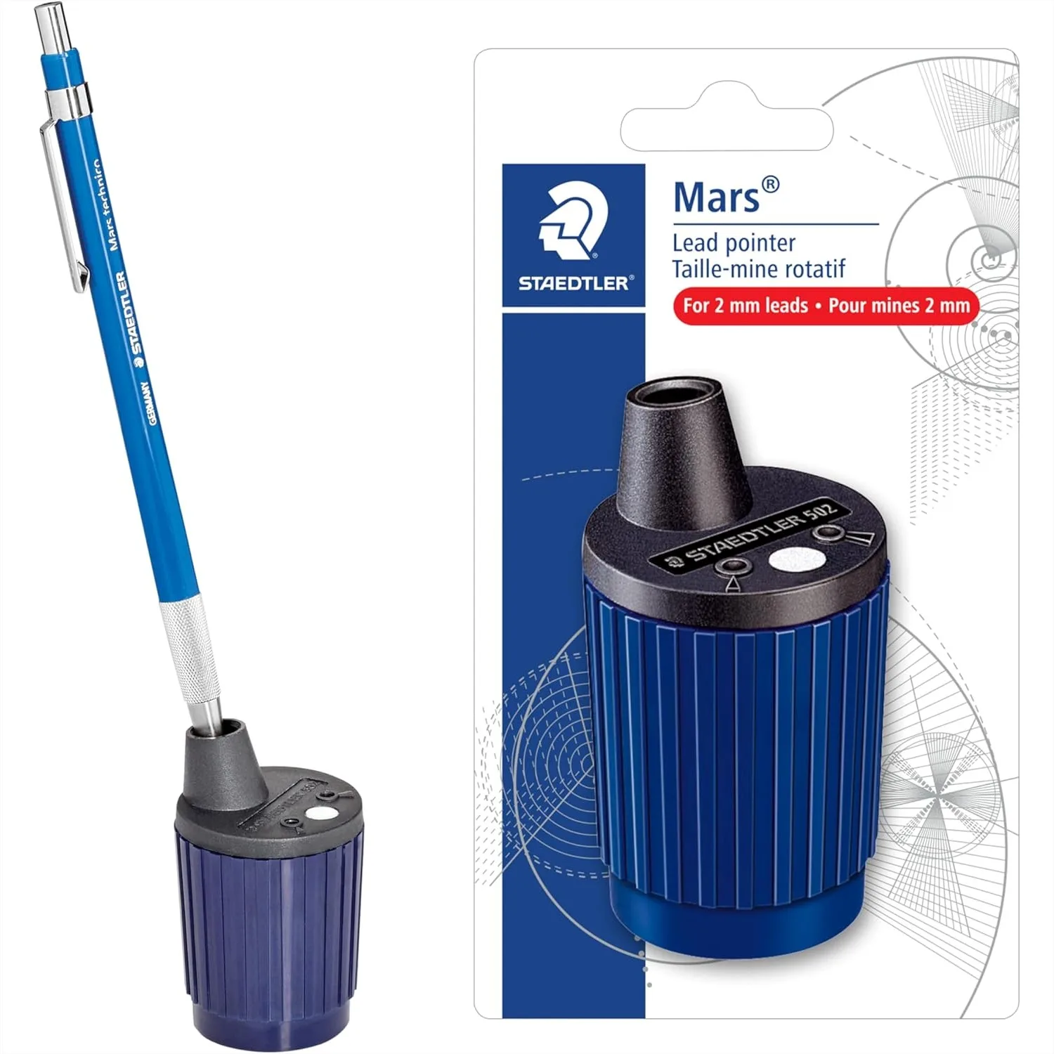 

Rotary Lead Pointer for 2mm Holders, Precision Mechanical Pencil Sharpener with Adjustable Cone & Dust Wiper, Built-In Shavings
