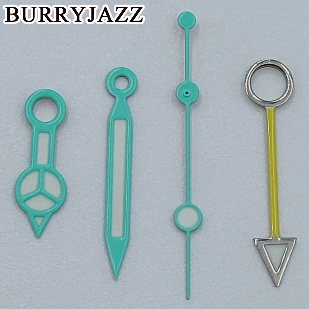 BURRYJAZZ NH34 GMT Uhrzeiger Silber Blau Rot Lila Grün Schwarz Roségold Zeiger Grün Leuchtend – Detail 7