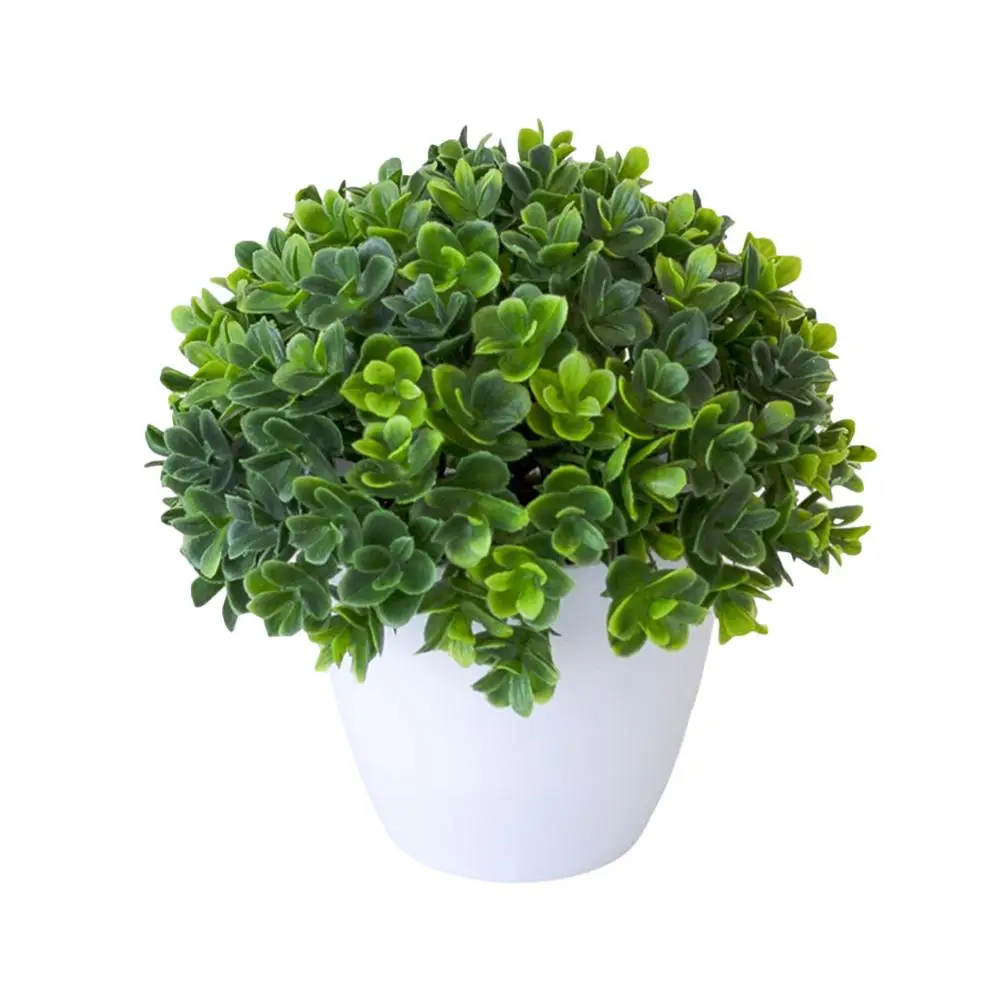 Artificial Plants with Plastics Pots Small Tree Grass Plants Pot Fake Plant Non-fading Greening Table Plants Office Ornament