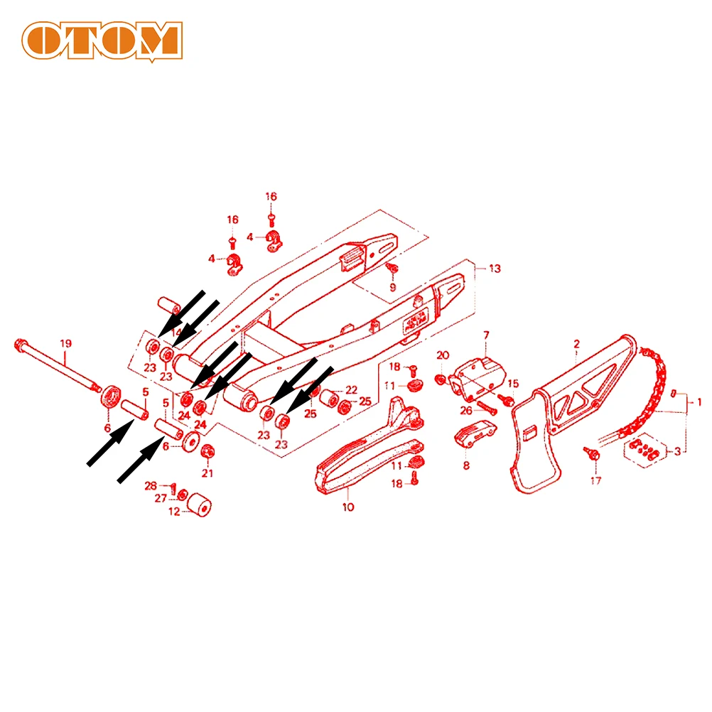 OTOM Motorcycle Swing ARM Bushing Bearing Oil Seal Maintenance Kit Repair Part For HONDA CRM250 With Speed Warning Light Bike 93