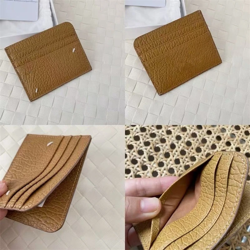 Classic First Layer Cowhide Brown Wallet Wallet Men and Women Four-point Stitching Black Leather Card Bag Change Bag