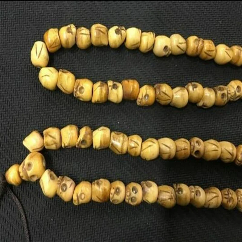 Bone skull prayer pearl necklace! Tibetan Buddhist Mala Shaman Rosary 108 Figures Decoration Collection Ornaments Bracelet