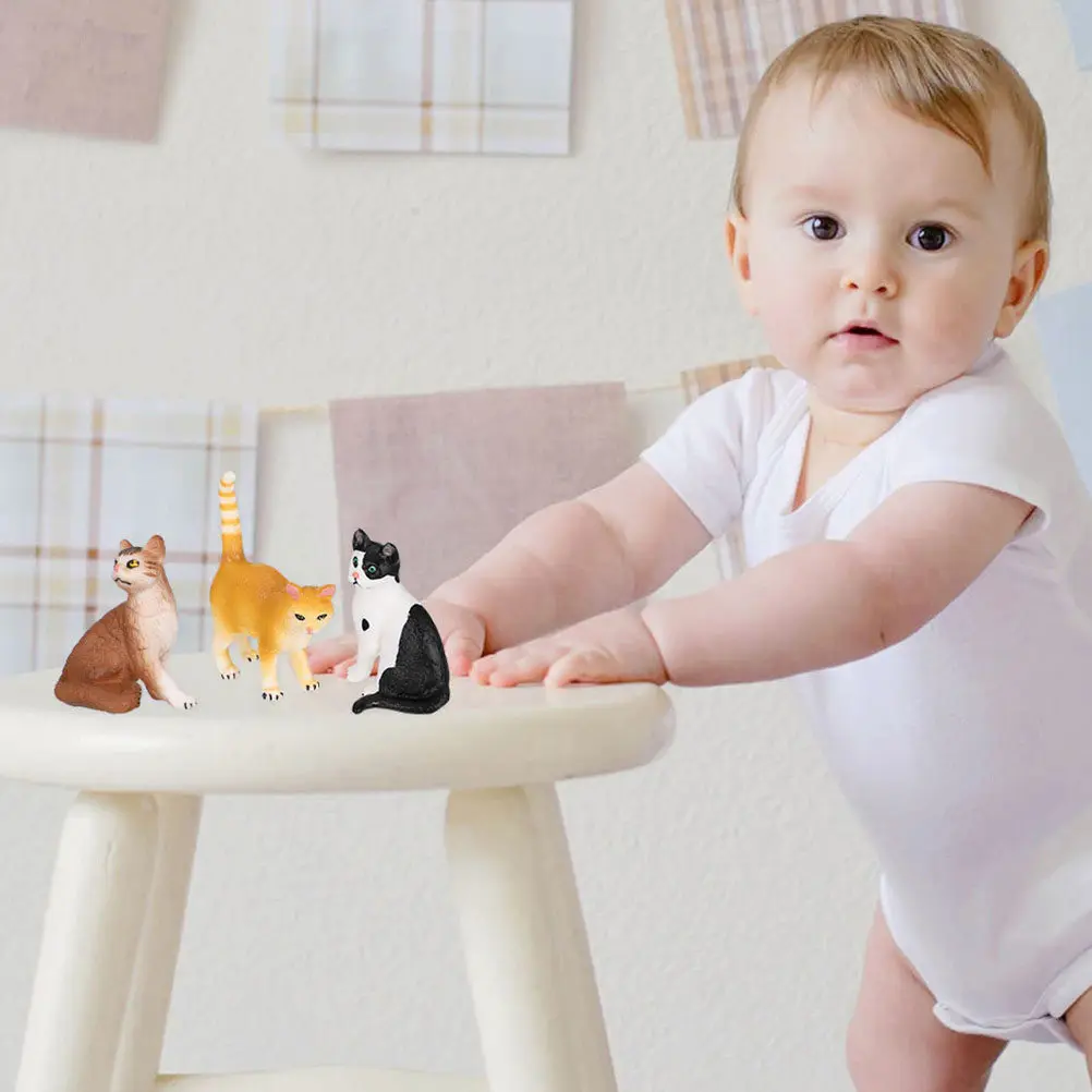 

Набор из 3 реалистичных фигурок кошек: имитация животных, пластиковые украшения, образовательные коллекционные модели кошек для демонстрации