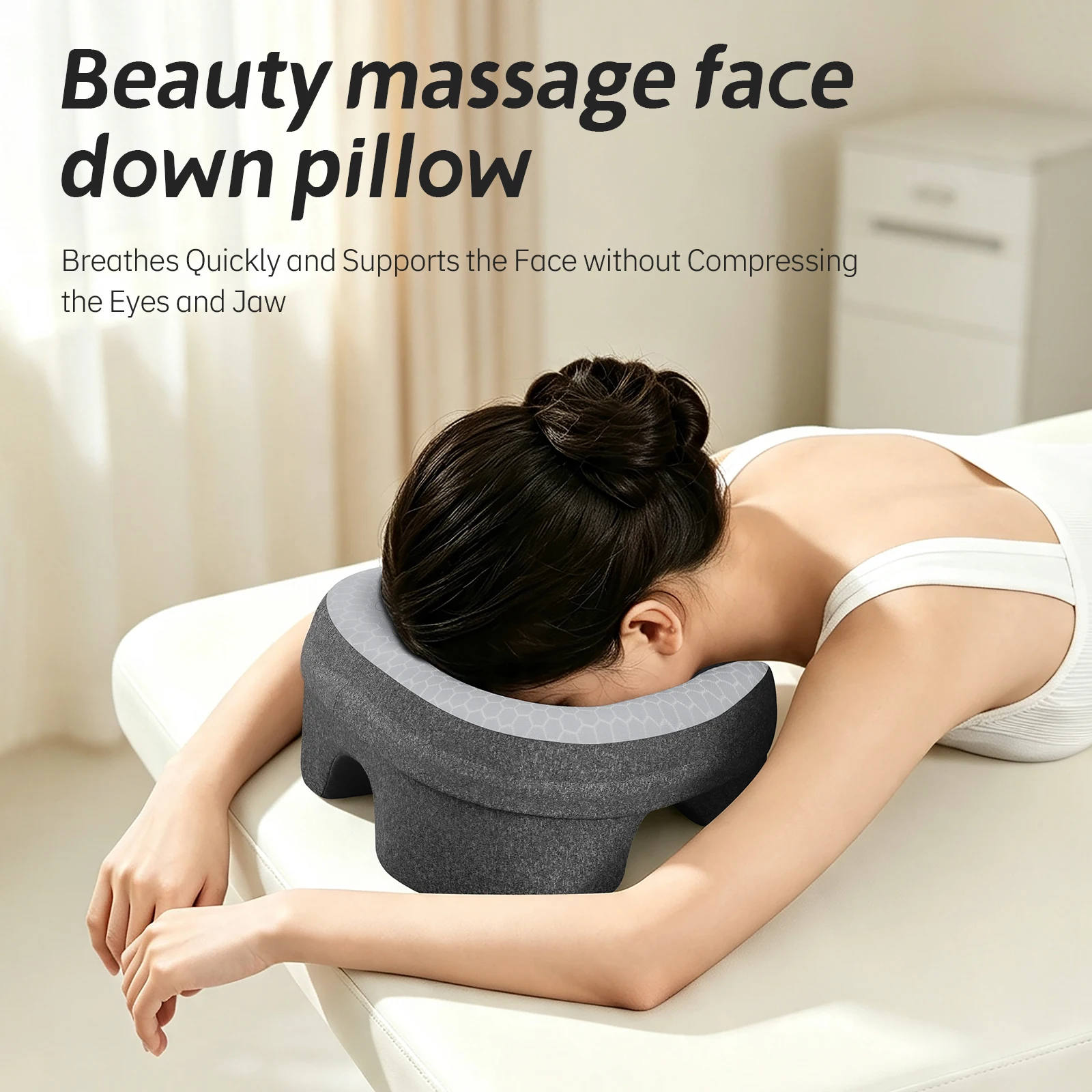 Ergonomic Face Down Pillow Memory Foam Beauty Salon SPA Massage Bed Headrest Breathable Face Cushion No Compression on Eyes and