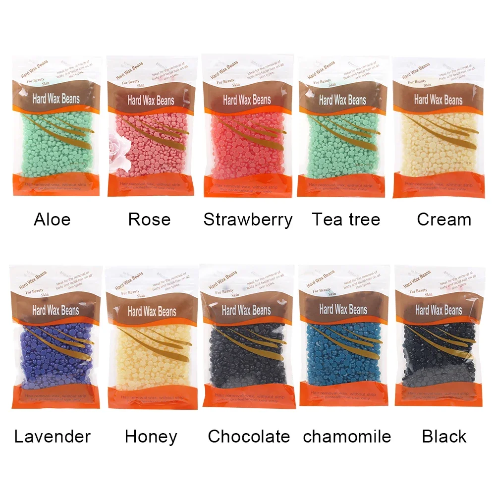 제모 하드 왁스 콩, 스트립 없는 왁싱 콩, 천연 성분 포함, 모든 신체 및 비키니 부위용 하드 바디 왁스 콩, 100g