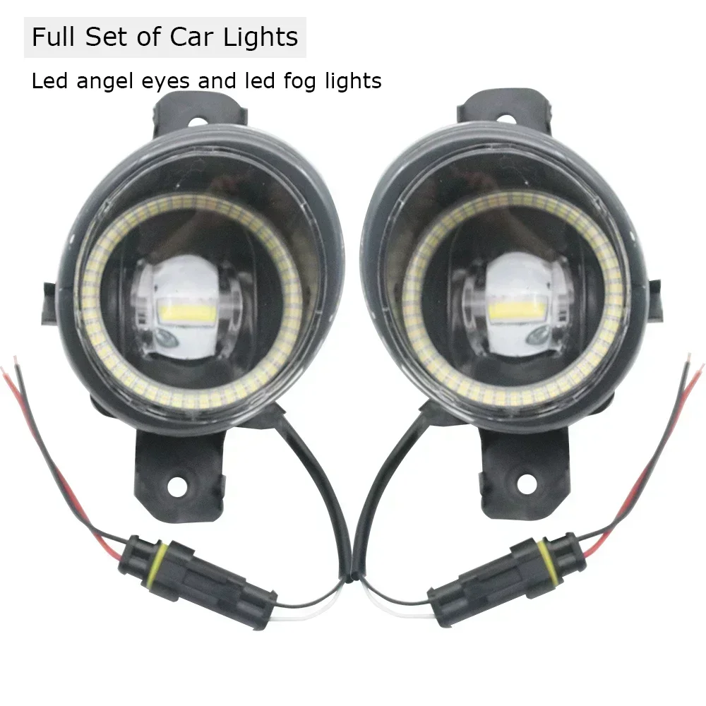 Upgrade Led Fog Lights Angel Eyes DRL for Nissan Frontier VI D23 NP300 Navara Pick-up 2015 2016 2017 2018 2019 with Clear Lens