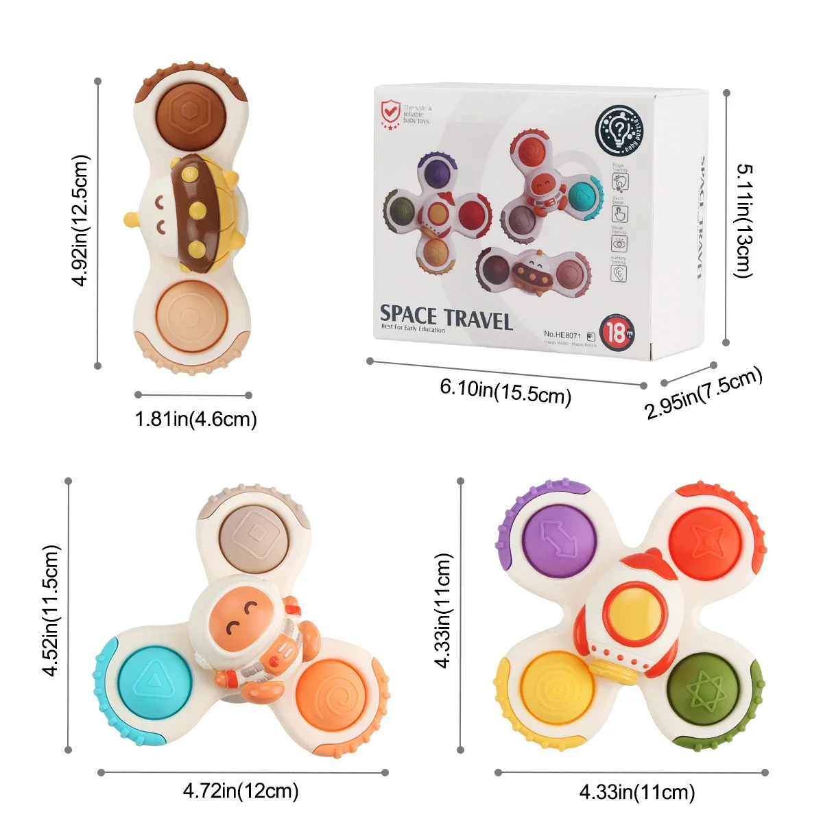 3 stks/set Grappig Baden Kleurrijke Zuignap Spinning Cartoon Speelgoed Gyro Kids Vingertop Rammelaar Bad voor Peuter Geschenken