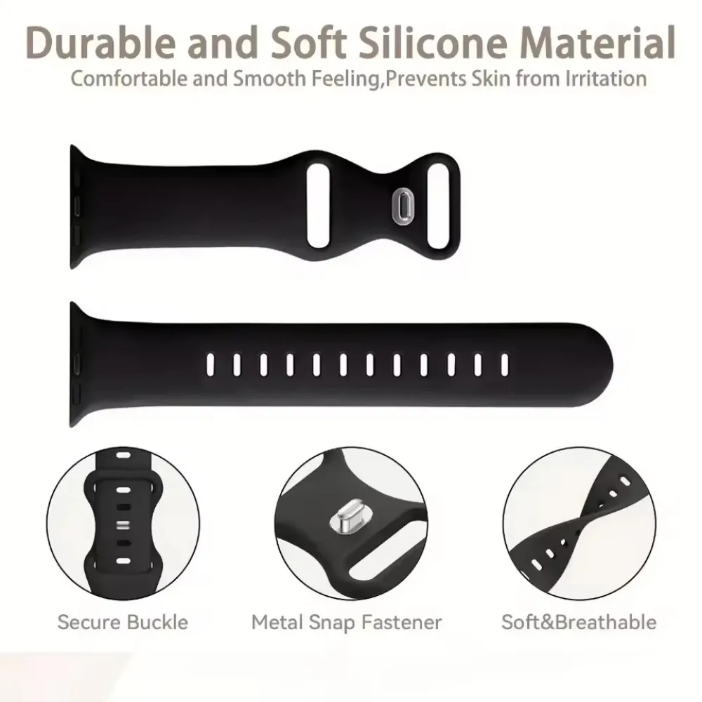 Silikonarmband für Apple Watch Ultra 2 49 mm 10 46 mm 42 mm 9 8 7 45 mm 41 mm, weiches Gummi, bequemes Band, IWatch 6 5 SE, austauschbar