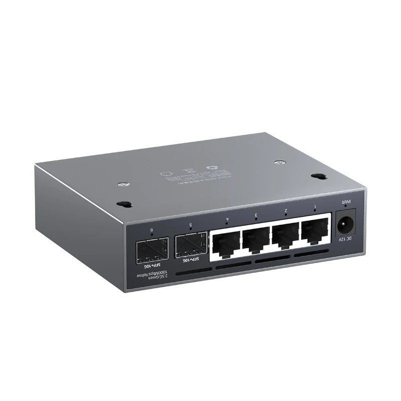 XikeStor New 2.5G Simple L2 Managed Switch 4 Ports 2.5G RJ45 & 2 Ports 10G SFP+ Ethernet Switch Support VLAN/ Port Aggregation