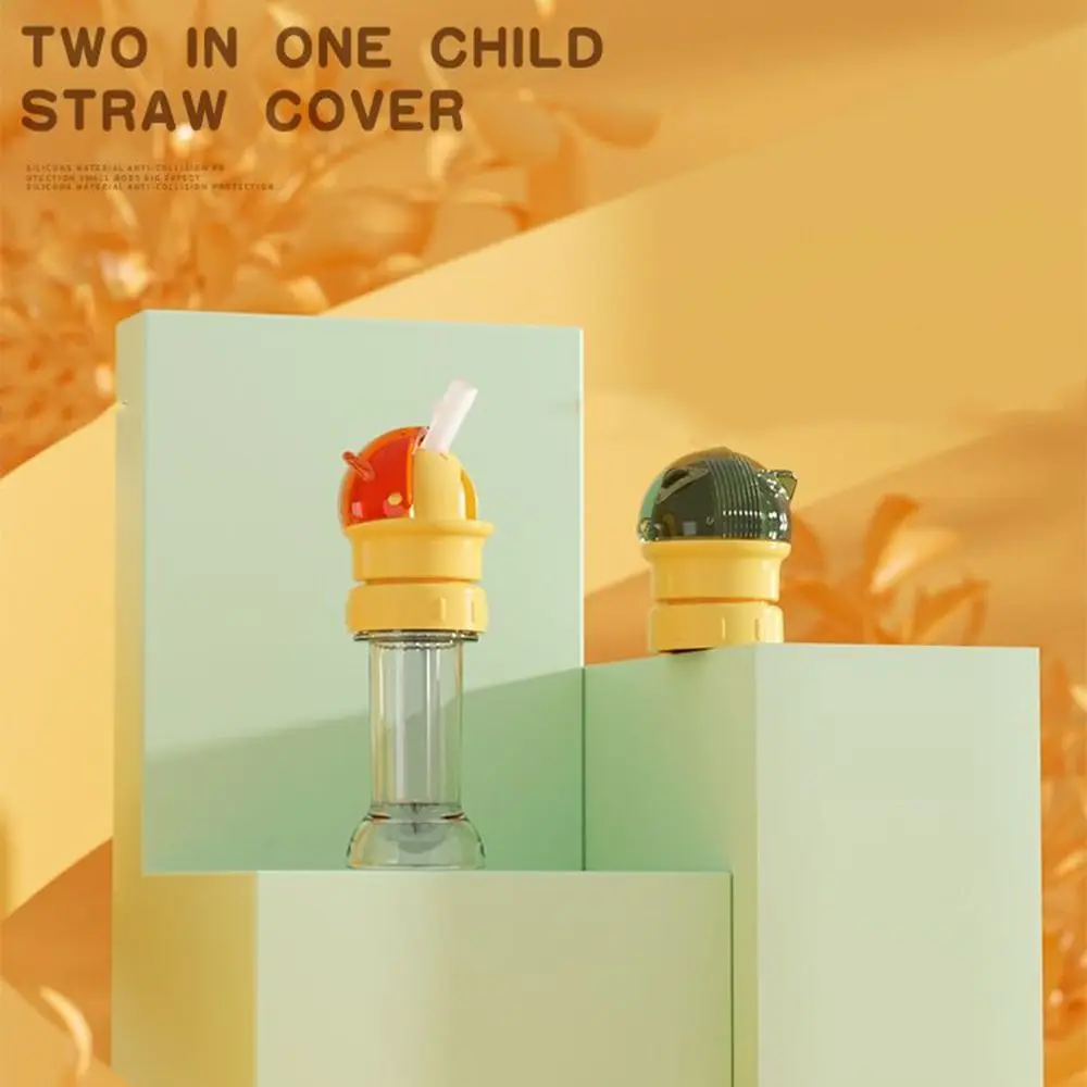 

Cover Cap 2 in 1 With Straw Silicone Straw Baby Water Bottle Cap Feeding Drinkware Bottle Replacement Lid Drinking Tube