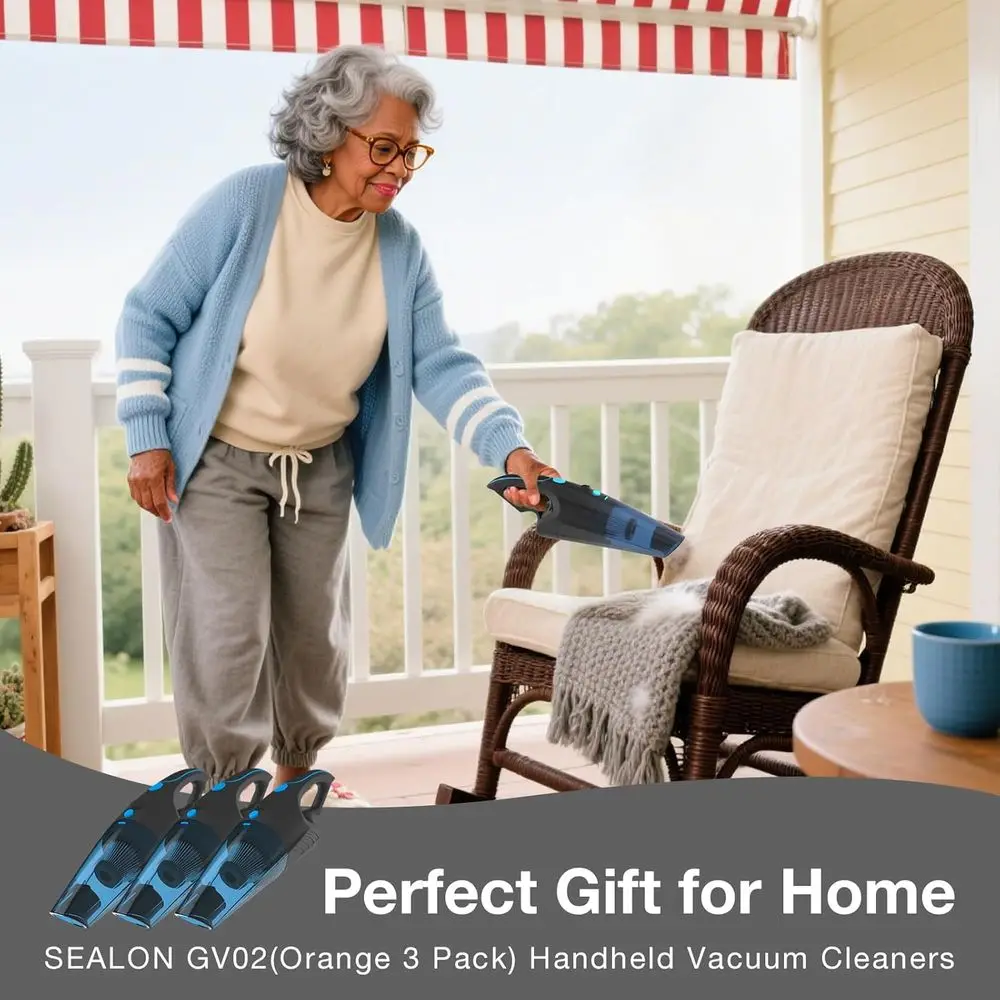 Krachtige oplaadbare handstofzuiger met LED-licht, 10KPa zuigkracht en multitool voor auto, thuis, kantoor, huisdieren (blauw