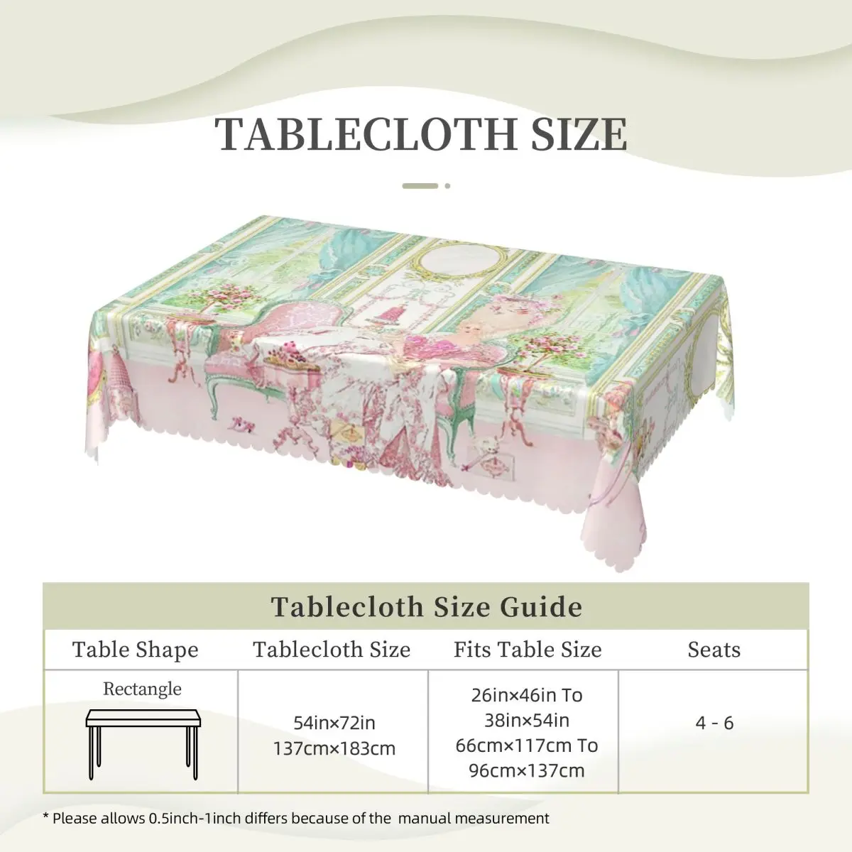 Marie Antoinette Afternoon Tea In French Paris Customized Rectangular Tablecloth Oilproof Table Cover for Festival Table Cloth