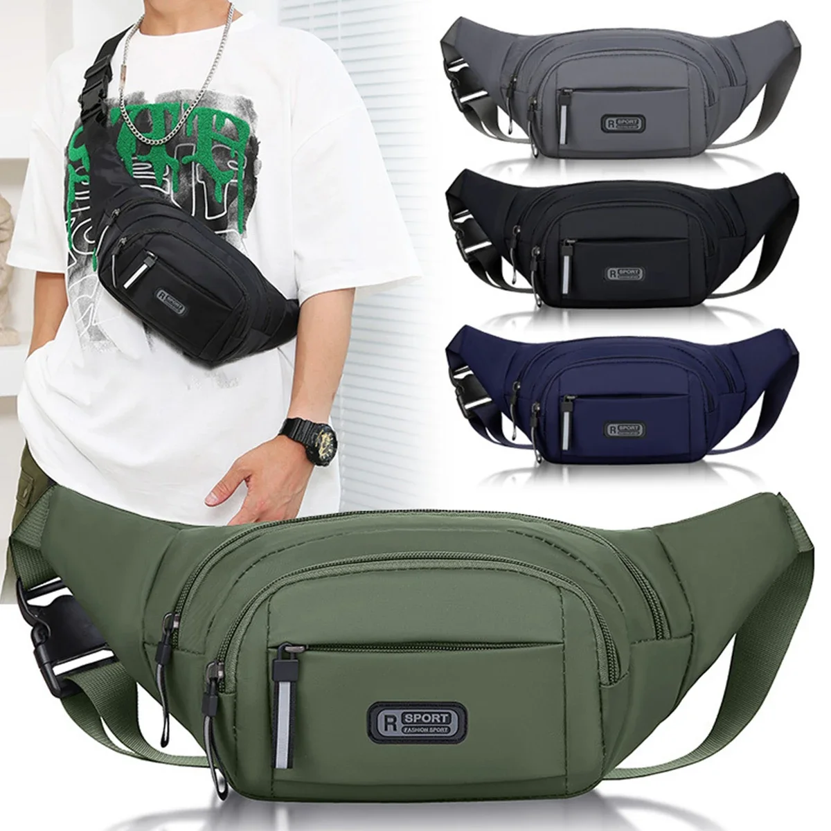 

New Pure Canvas Fit Waistpack Mobile Waistpack Men's Sports Outdoor Leisure Running Anti Theft Ultra Thin Invisible Belt Bag
