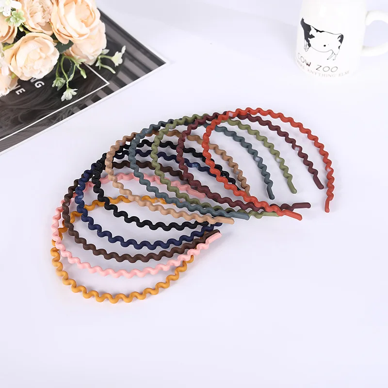 New Fashion All-match Acrylic Wavy Frosted Candy Color Geometric Headband Hairband for Women Girl Hair Accessorie Headwear