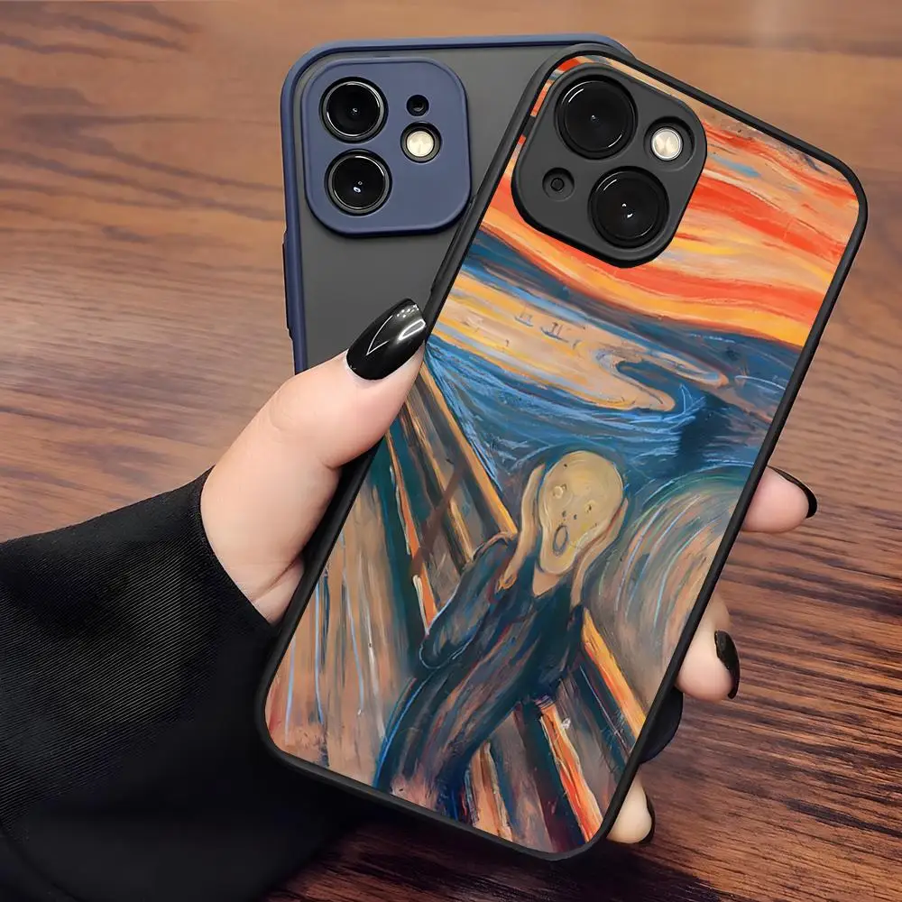מנך בציר שמן ציור משובח אמנות טלפון במקרה מט שקוף עבור 15 iphone 12 11 13 פרו מקס xr xs se מיני בתוספת כיסוי יוקרתי