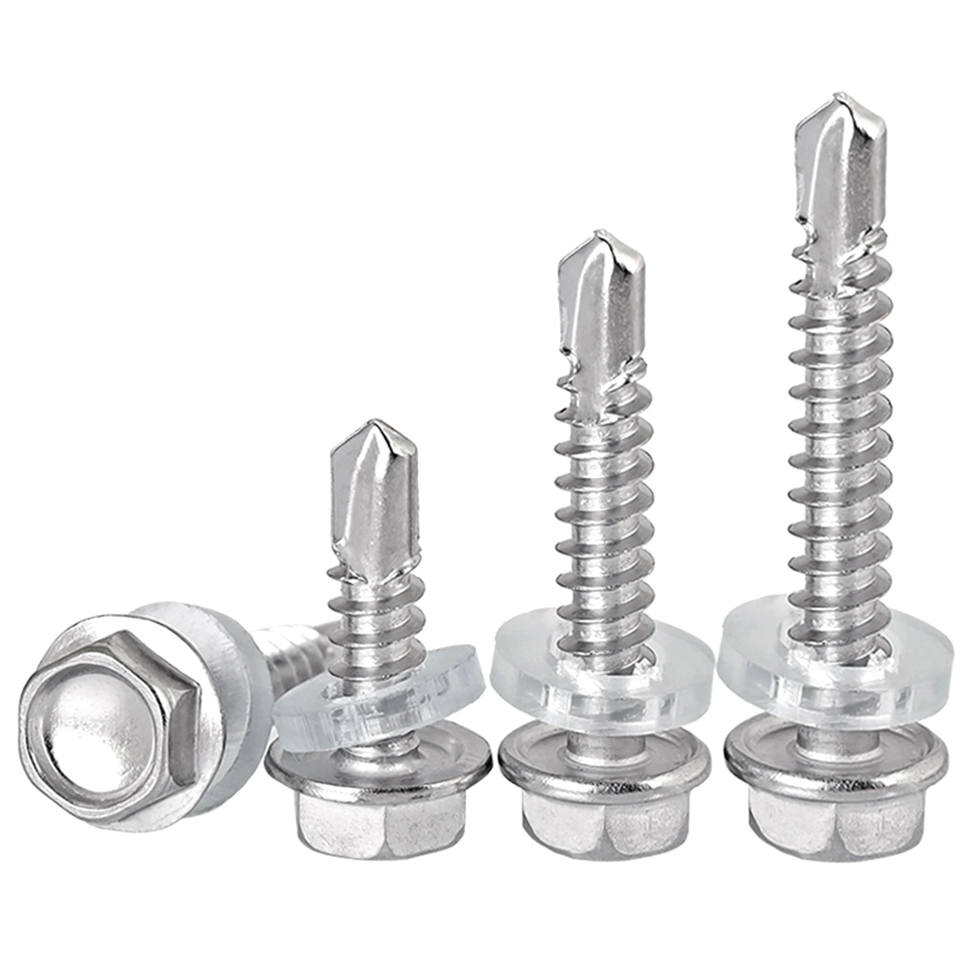 50pcs M5.5 M6.3 410 Stainless Steel Screws Dovetail Screws Drill Screws Self-Tapping Self-Drilling Outer Hexagonal Screws