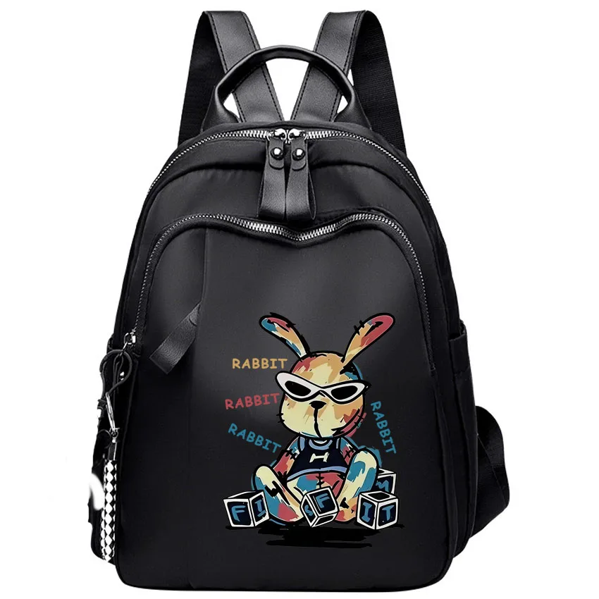 

Женский рюкзак для путешествий с мультяшным принтом кролика, модная школьная сумка на два плеча, многофункциональная женская сумка