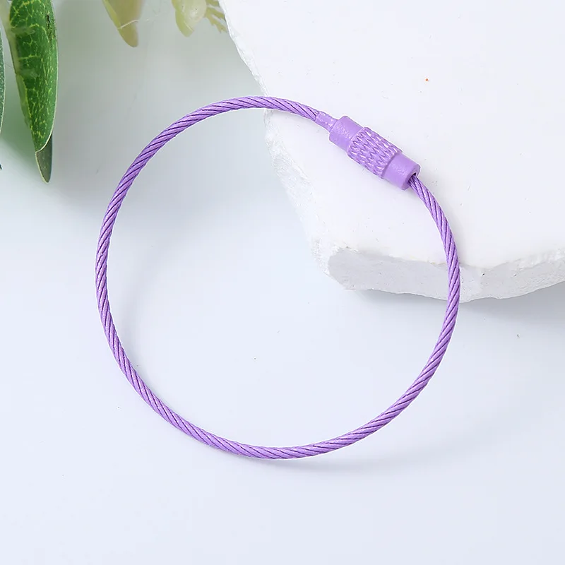 5/10 stücke Bunte Edelstahl Draht Schlüsselbund Kabel Schlaufen Hängen Outdoor Wandern Gepäck ID Tag Schlüssel Ringe Kette Halter werkzeuge – Detail 7