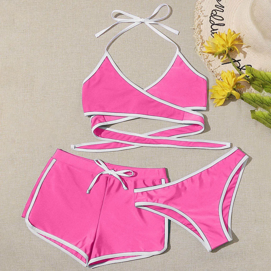 Summer Women's Three-piece Set Fashion Swimwear Beachwear Bikini Sexy Korean Style Outing