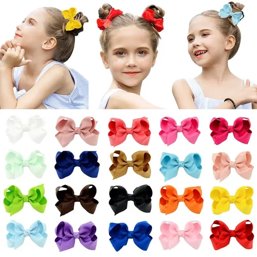 Cinta de grogrén colorida de 3/4/6/8 pulgadas, pinzas para el pelo con lazo para niñas, horquillas hechas a mano, pasadores, accesorios para el cabello para niños
