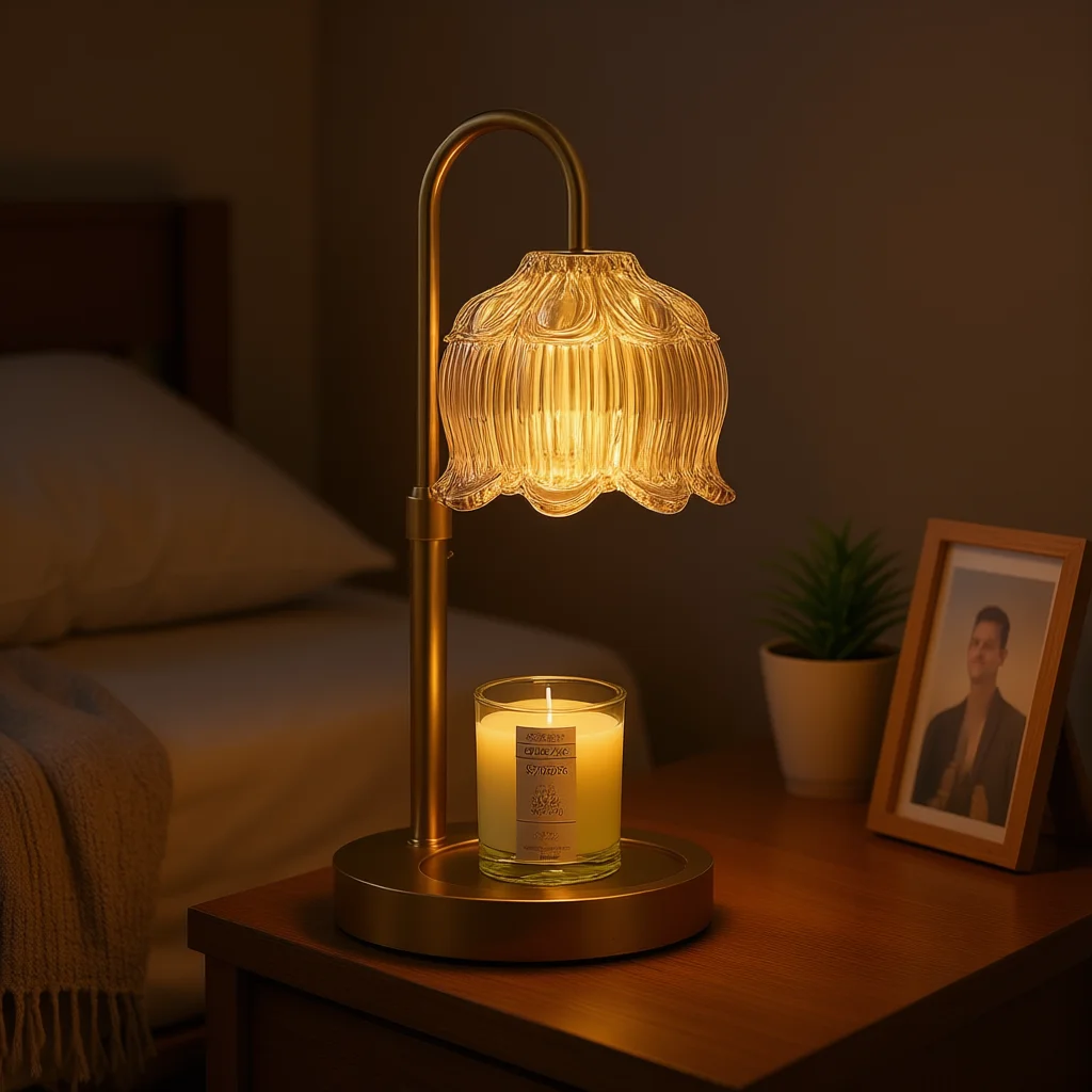 Electric candle heater light with timer, suitable for bedroom decoration and indoor desktop use