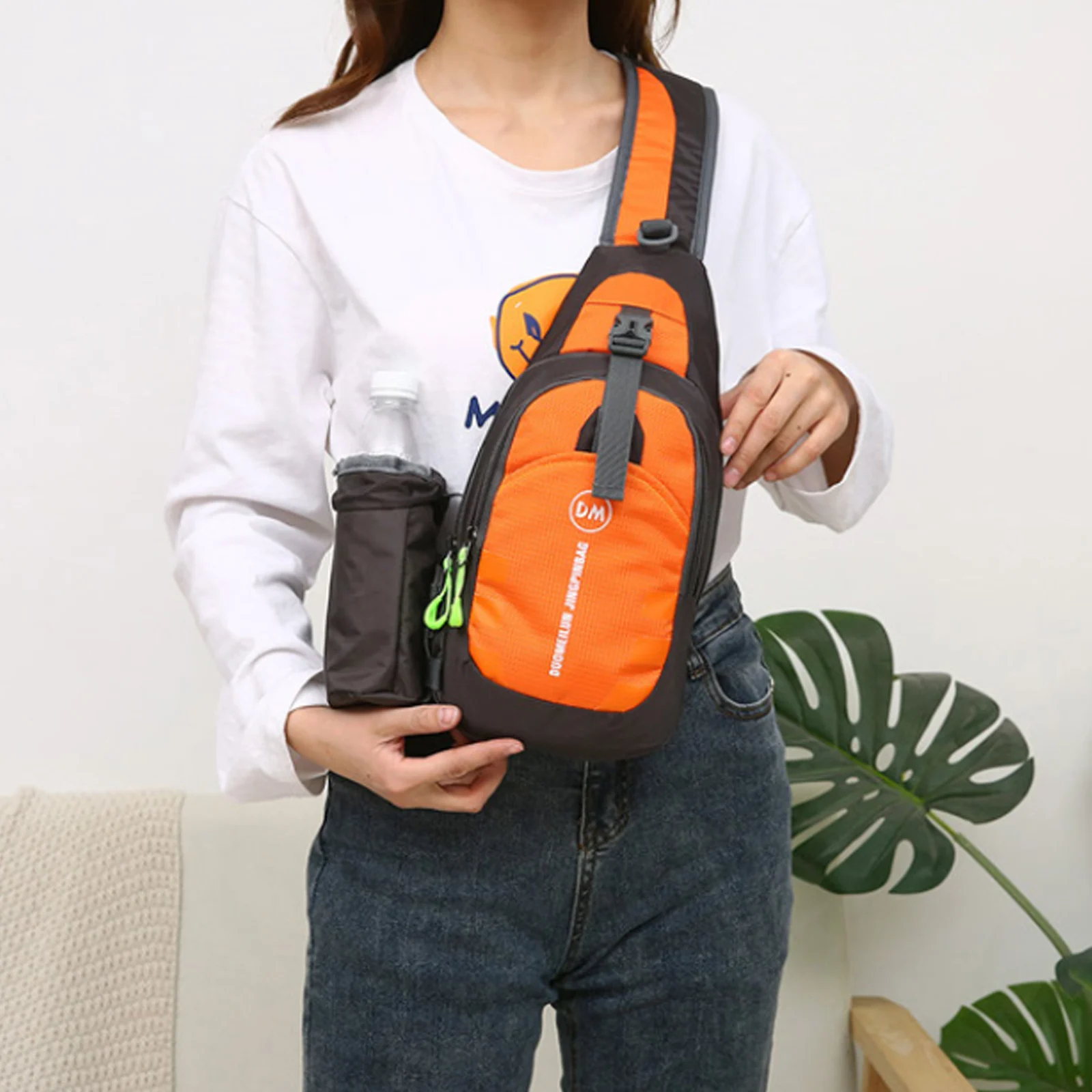 Bolso de mano deportivo para hombre y mujer, bolsa de hombro con soporte para botella de agua, para correr, trotar y senderismo