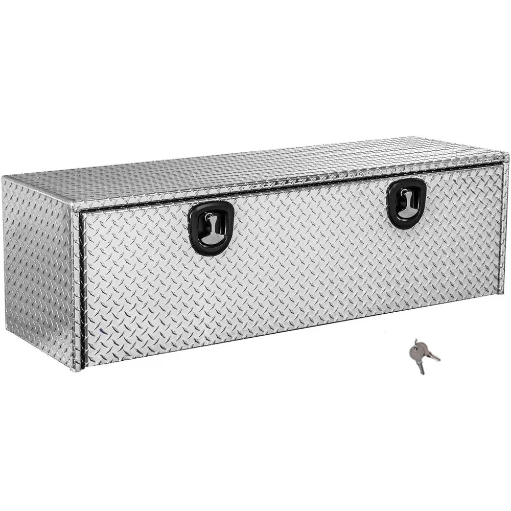 

Aluminum Underbody Truck Tool Box Diamond Tread 18x18x60 Locking Latch Secure Storage