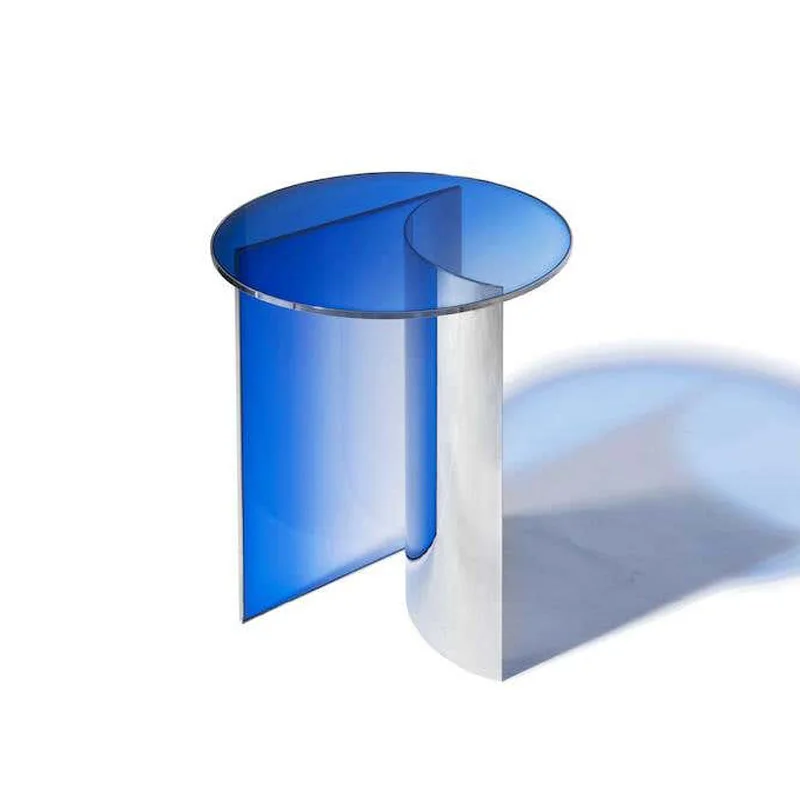 

Acrylic gradual change blue coffee table living room sofa round small side table