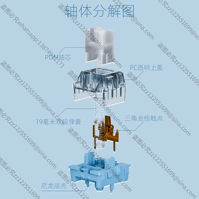 ينطبق على جسم عمود لوحة المفاتيح الميكانيكية، المحور الأخضر، المحور الأحمر، المحور الشاي، المحور الأبيض الصامت، ملحقات استبدال عمود تغيير المفتاح #3