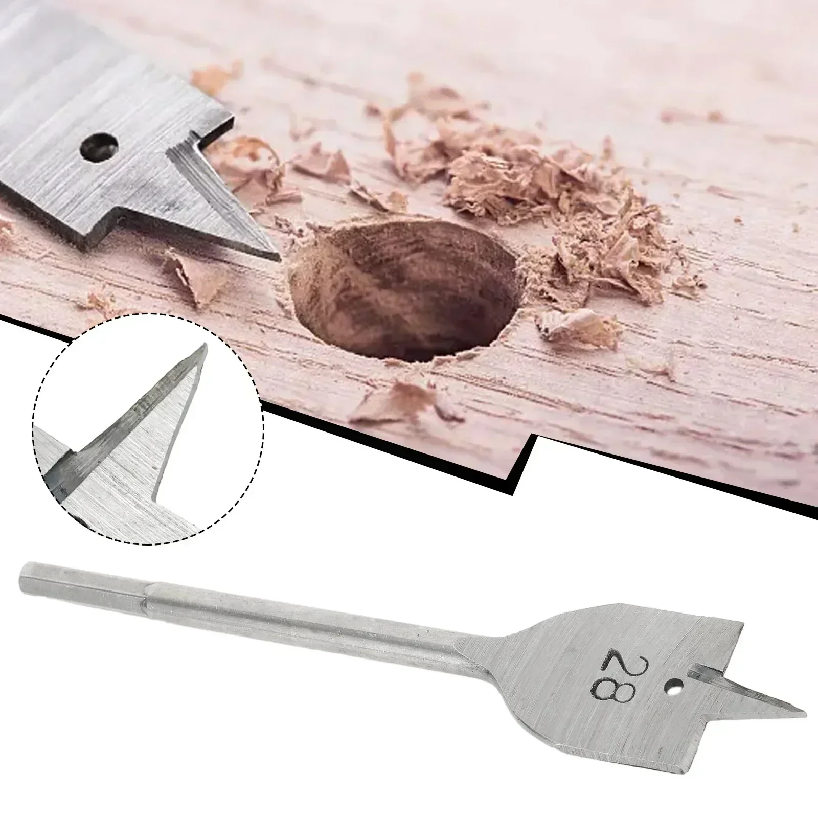 1 PC ไม้แบนเจาะบิต 20-38 มม.สามชี้แบนเจาะหกเหลี่ยมไม้รูเปิดสําหรับไม้กระดานเจาะบิต